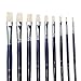 MEEDEN 9 PCS Artist Flat Paint Brush Set Hog Bristle Hair Paint Brushes for Oil Acrylic Tempera Painting, Long Wood Handle