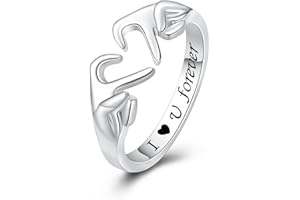 BEILIN 925 Sterling Silver Heart Claddagh Rings for Women Teen Girls, Adjustable White Gold Plated Ring Friendship Promise Love Heart Jewelry Rings Mothers Day Valentines Holiday Gifts for Women Friends