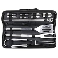 Gorgenius BBQ Grill Tools Set, Stainless Steel Barbecue 16pcs Grilling Accessories,Spatula Skewer Tongs for Indoor/Outdoor Party Camping Gift Box