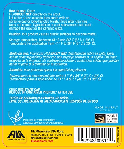FILA Filagrout Net 24 OZ, Grout Cleaner for Tile Floors, Ceramic Tile and Porcelain Tile, Non-acid and Biodegradable