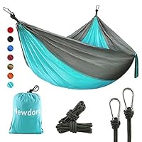 Newdora Camping Hammock with Tree Straps Portable Lightweight Nylon Hammock, Parachute Double Hammock for Backpacking,Camping,Travel,Beach,Yard.105(L) x 56"(W).(Blue & Grey)