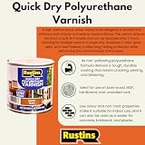 Rustins Quick Dry Poly Varnish Satin Oak 500ml - Water Based Interior Finish view 5
