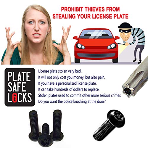 Aootf Anti Theft License Plate Screws Black Screws for Locking Car Tag, Frame and Cover