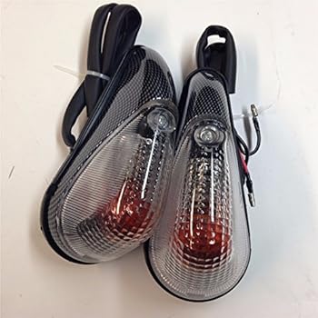 HONGK- Clear Lens Euro Led Flush Mount Turn Signal Compatible with Yamaha Yzf-R6S/ Kawasaki Ninja EX250 250R 1998-2009 (Rear Only) / ZZR 600 2005-2010 Carbon look [B01BI8RD52]