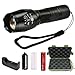 LED Tactical Flashlight,Liwin Ultra Bright LED Handheld Portable Water Resistant Torch with Adjustable Focus and 5 Modes Light,Includes Rechargeable 18650 Lithium Ion Battery and Charger