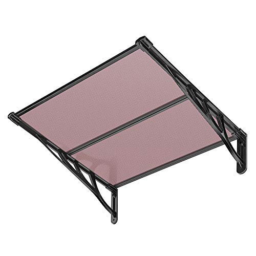 VIVOHOME Polycarbonate Spliced Window Door Awning Canopy Brown with Black Bracket 36 Inch x 40