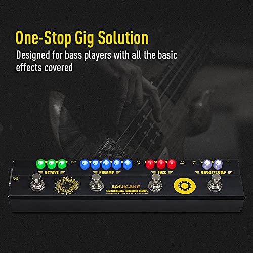 SONICAKE Bass Effects Pedals Multieffect Preamp Compressor Boost Fuzz Octave Multi Effects Pedal