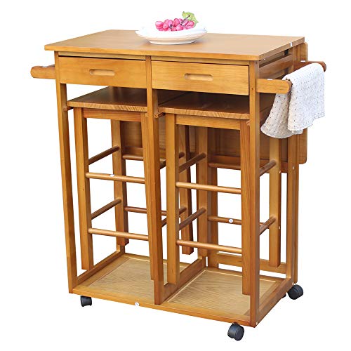 MTFY Kitchen Island on Wheels,Small Kitchen Table with Rolling Casters