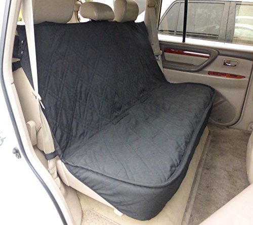 Deluxe Quilted and Padded Back Seat Bench cover with Non-Slip fabric in Seat area - One size fits all 56"W Black