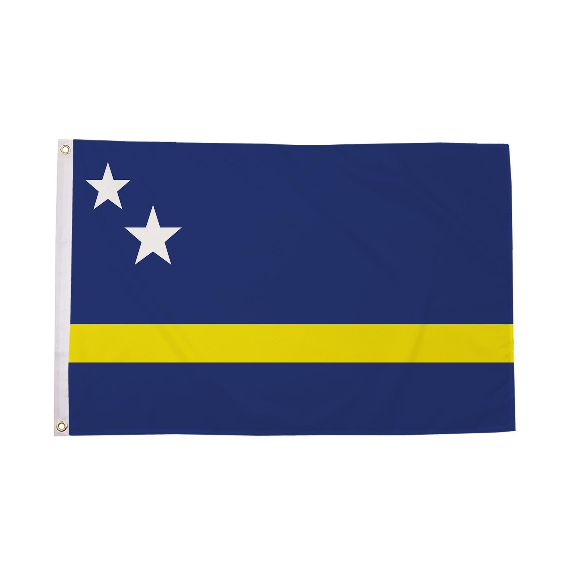 Flagtex Curacao Flag 5ft x 3ft Dutch Territory Flag Blue Yellow Horizontal Stripe Two White Stars Premium Quality Polyester Double Stitched Brass Grommets 150cm x 90cm Indoor Outdoor Banner Display — image 1