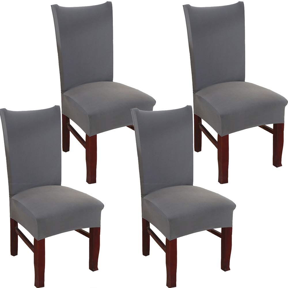 JMYDecor Spandex Dining Chair Cover, [Set of 4] Elastic Stretch Chair Seat Covers Removable Washable Dining Room Chair Protective Slipcovers