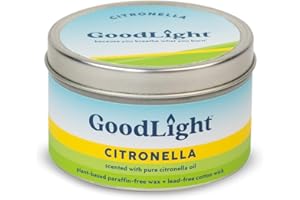 GoodLight Paraffin-Free Scented Candle, Clean Burning Non-Toxic Tin Candles, Citronella Essential Oil Scented Travel Candle
