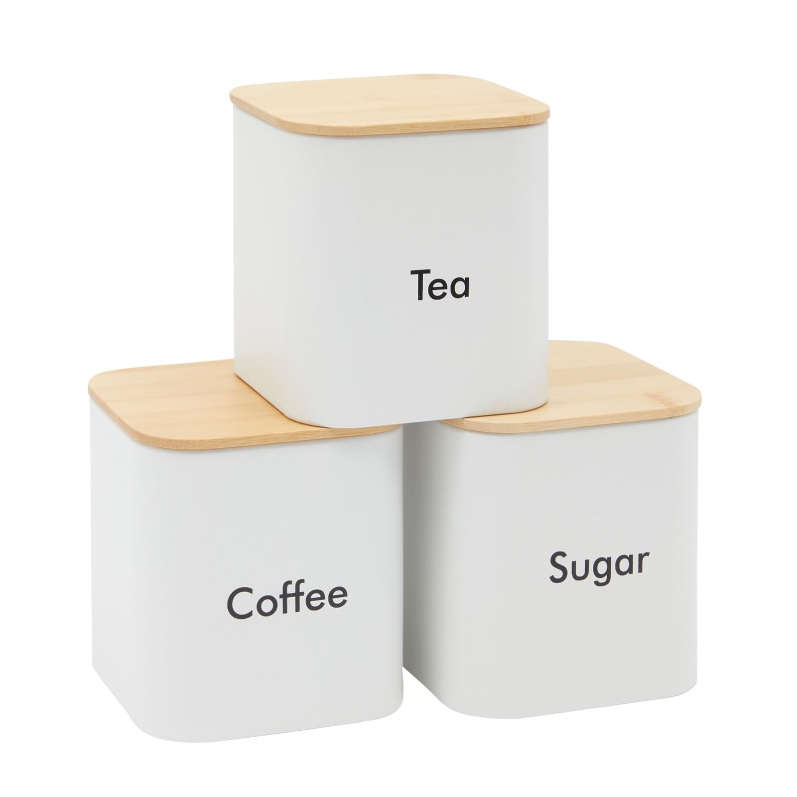 Photo 1 of Juvale Coffee Bean Storage Canisters for Countertop - 3-Piece White Iron 48 oz Set - Silicone Seal Lids for Freshness - Sugar Jar & Tea Organizer - Coffee Bar Accessories & Countertop Organization