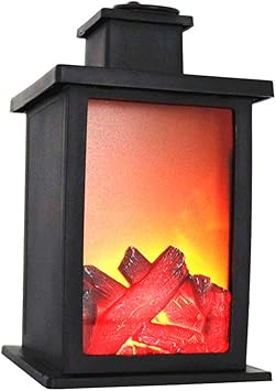 Almabner Led Fireplace Flame Lantern Retro Decorative Log