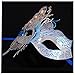 Masquerade Mask Venetian Butterfly Shiny Metal Mardi Gras Mask Multicolor (One size, Silver/Blue)