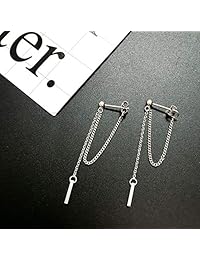SLUYNZ 925 Sterling Silver Bar Dangle Earrings for Women Teen Girls Threader Earrings Chain