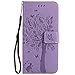 alaxy J6 2018 Case, Lacass Cat Tree Pattern PU Leather Flip Wallet Case Cover Kickstand with Card Slots and Wrist Strap for Samsung Galaxy J6 (2018) - Lavender