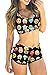 TOP HERE Women's Bandage Sporty Bathing Suit Boyleg Short Bikini Swimsuit (M(US Size:6-8), Emoj)