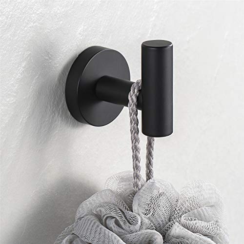 YGIVO Towel Hooks, Matte Black SUS304 Stainless Steel Coat Robe Clothes Hook Modern Wall Hook