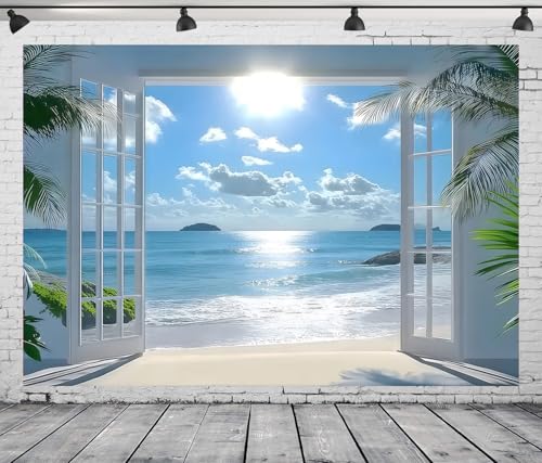 DePhoto 7x5ft Summer Beach Backdrops Hawaiian Blue