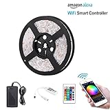 CETIM Wifi Wireless Smart Phone Controlled LED Strip Light Kit, 16.4ft Waterproof Flexible SMD 5050 RGB 300 LEDs Strip Lights ,Working with Android and IOS System,Alexa