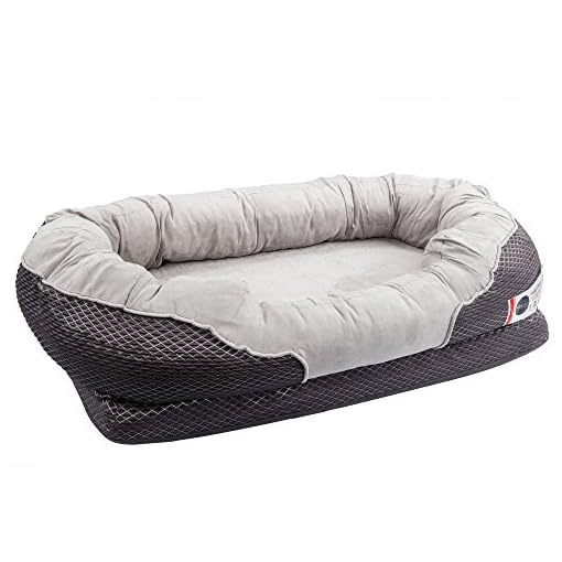 BarksBar Gray Orthopedic Dog Bed Snuggly Sleeper with Grooved Orthopedic Foam, Extra Comfy