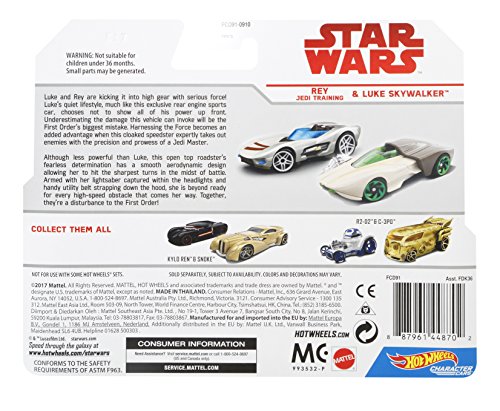 Hot Wheels Star Wars Rey Jedi Training & Luke Skywalker, 2 Pack