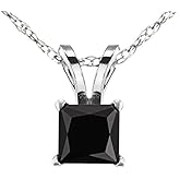Dazzlingrock Collection 0.75 Cttw 14K Solid Gold Princess Black Diamond Womens Solitaire Pendant 3/