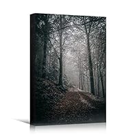 Canvas Wall Art Foggy Trees Cool Dramatic Forest Multicolor Nature Photography Rustic - 12x18 inches