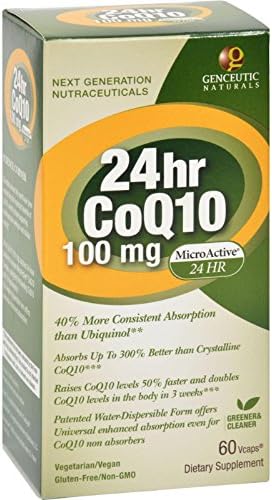 Genceutic Naturals 24Hr CoQ10, 100mg, 60 Vegetarian Capsules