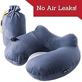 Travel Neck Pillow by Co-t - Inflatable Velvet Travel Pillow Set for Airplane with Sleeping Mask, Ear Plugs & Packsack