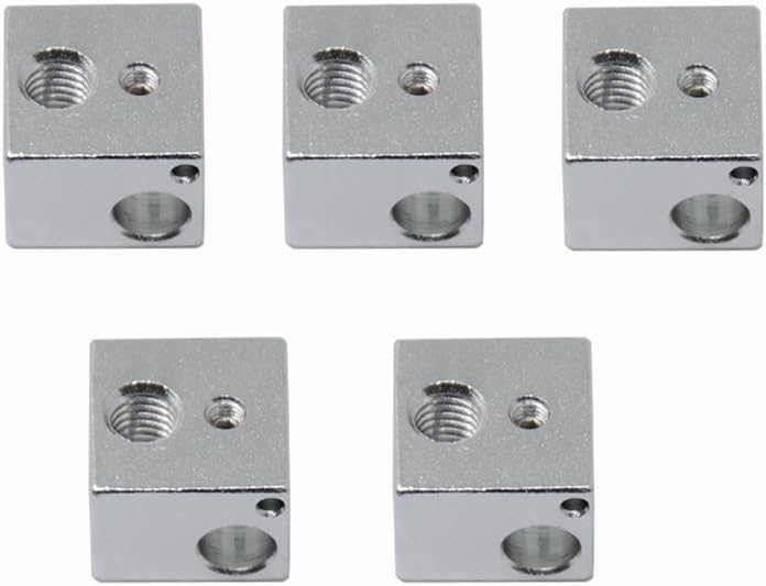 Iverntech 3D Printer V5 Hotend Heating Block 16 x 16 x 12mm for Delta Kossel Extruder Pack of 5PCS