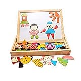 Fantastic Learning & Education Magnetic Puzzle Wooden Multifunction Writing Drawing Toys Board for Kids Imagination