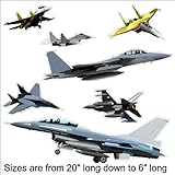 Peel and Stick Jet Fighter Decals Wall Stickers Repositionable (Sizes 6