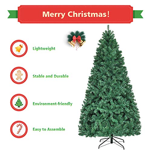 Goplus PreLit Christmas Tree, Premium Artificial Spruce Hinged with