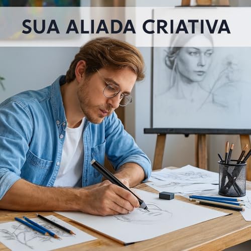 Kit Borracha Elétrica 25 Peças Portátil com Design Ergonômico – Ideal para Desenhos Técnicos, Esboços Artísticos, Escrita e Correções Precisas, Leve e de Fácil Uso Á Pilha Preto Premium