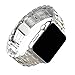 Leefrei Stainless Steel Watch Band with Butterfly Folding Clasp for Apple Watch Series 3 Series 2 and Series 1 38mm - Silver/Gold