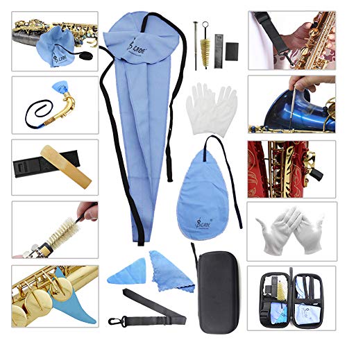 YZNLife Saxophone Cleaning Care with Case Kit Included Thumb Rest Cushion Reed Case Mouthpiece Brush Mini Screwdriver Cleaning Cloth for Clarinet, Flute and Wind & Woodwind instrument