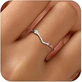 SUYACS Dainty 14K Gold Plated V Rings for Women Non Tarnish 925 Sterling Silver CZ Birthstone Wedding Bands Engagement Promise Ring Stackable Thin Simple Ring Jewelry Birthday Gifts for Her