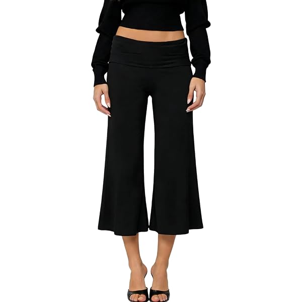 Amazon.com: TUWIXIUW Women Fold Over Gaucho Pants Flowy Low Rise