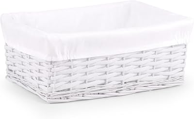 Woodluv Storage Baskets Woven White Medium with Removable Liner
