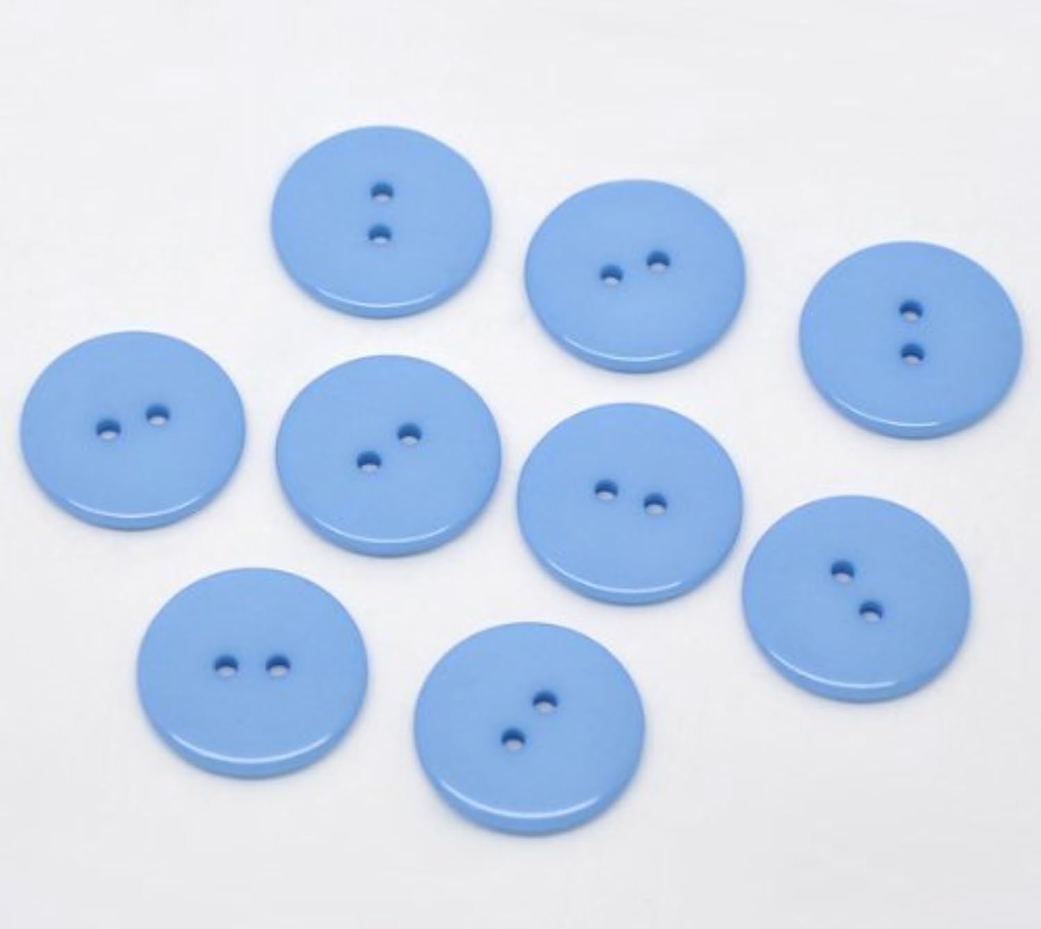 100 Blue Round 23mm Resin Buttons with 2 Sewing Holes. for Clothes Making, Art, Scrapbooking, and Many Other Crafts — image 1