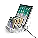Merkury Innovations 4.8 Amp 4-Port USB Charging Station Fast Charge Docking Station for Multiple Devices - Multi Device Charger Organizer - Compatible with Apple iPad iPhone and Android (White/Silver)