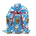 VZWraps North Pole Buddies Reusable Christmas Bag - Santa, Snowman, Reindeer on Blue Fabric (Large 20 Inches Wide by 27 Inches High)