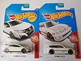 2017 Hot Wheels Then And Now - '16 Honda Civic Type R (White) & 1990 Honda Civic EF (White) - Set of 2!