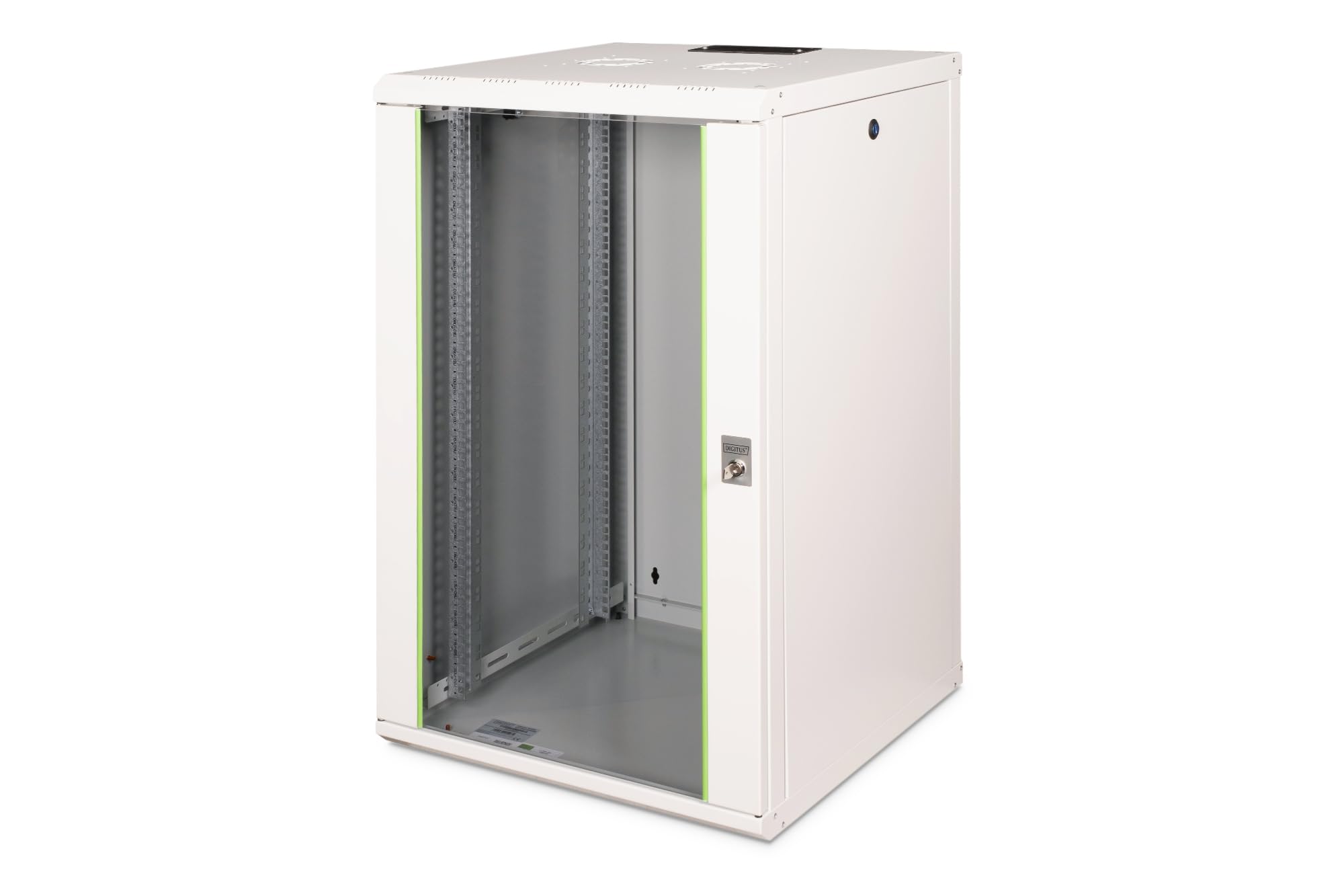 DIGITUS Netzwerk-Schrank 19 zoll 20 HE - Wandmontage - 600 mm Tiefe - Traglast 100 kg - Unique Serie - Glastür - Grau