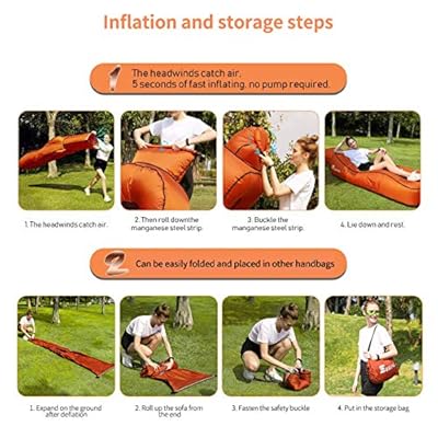 SEGOAL Ergonomic Inflatable Lounger Beach Bed Camping Chair Air Sofa Couch Hammock with Pillow, Waterproof Anti-Air… 51S h80wlsL
