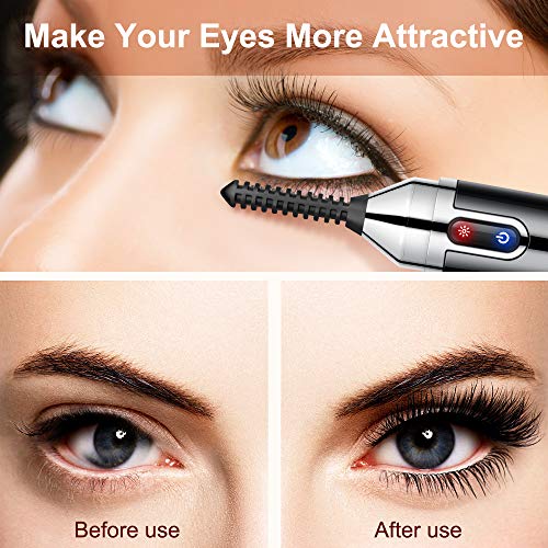 Heated Eyelash Curler, Upgrade Electric Eyelash Brush Lash Curler, USB Rechargeable Mini Eyelash Curler, 360° Automatic Rotary Eye Lashes Curling, Natural & Long Lasting Lashes Curlers, Quick Heating
