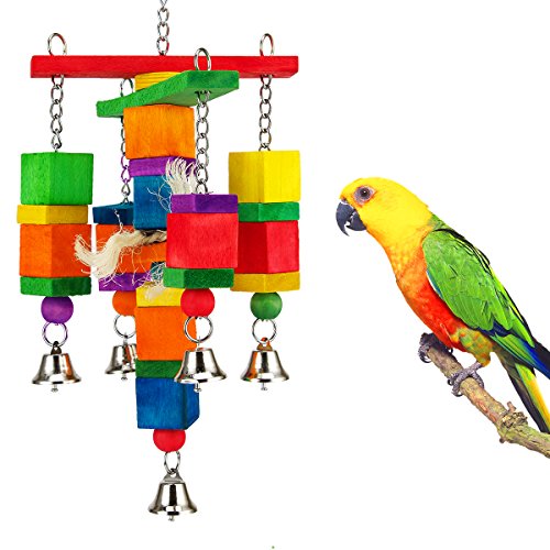 MEWTOGO Colorful Wooden Block Bird Parrot Tearing Toy Suggested for Small and Medium Parrots