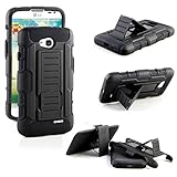 LG Optimus Exceed 2 Case, RANZ Black Rugged Impact Armor Hybrid Kickstand Cover with Belt Clip Holster Case For LG Optimus L70 / Realm LS620 (Boost Mobile) / Optimus Exceed 2 W7 (Verizon) + Touch Stylus
